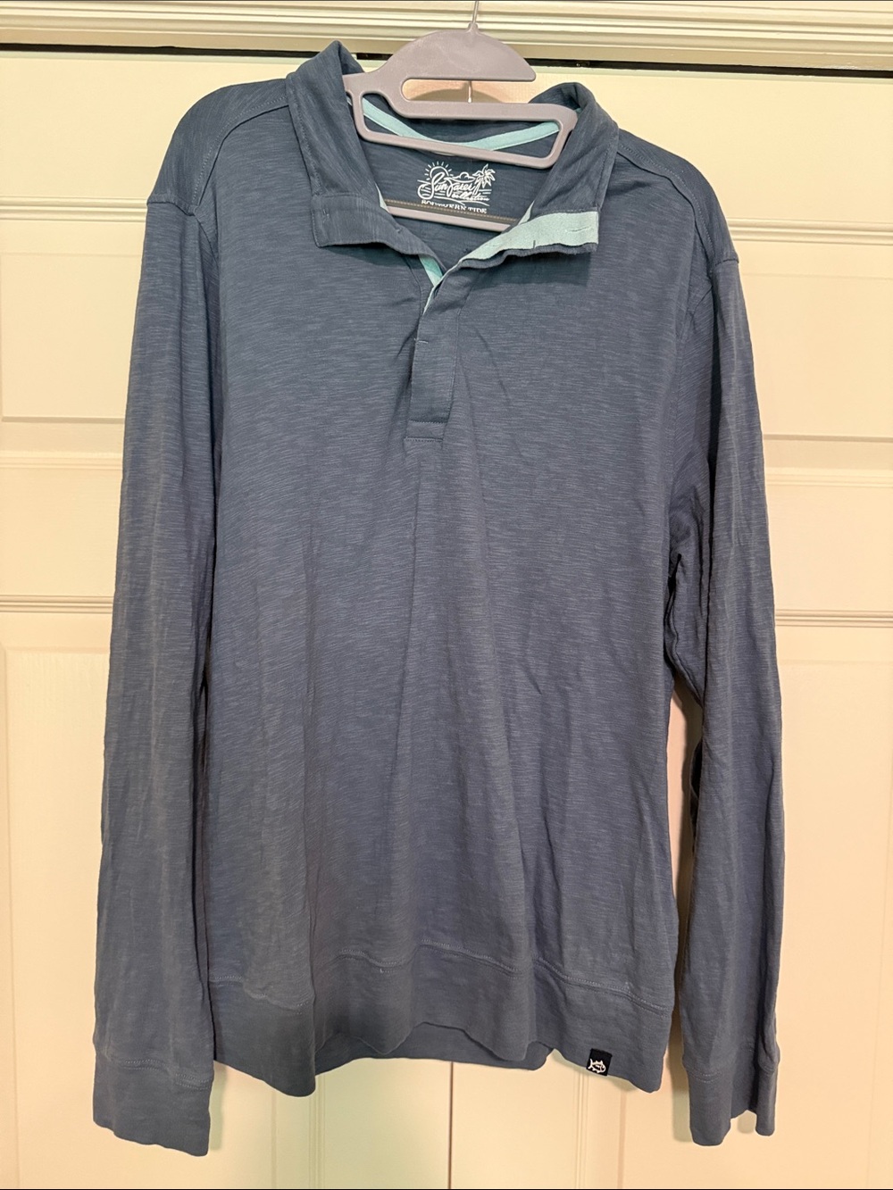 Southern Tide Long-Sleeve Polo in Slate Blue with Light Trim